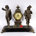 western style antique bronze table clock with two soldiers